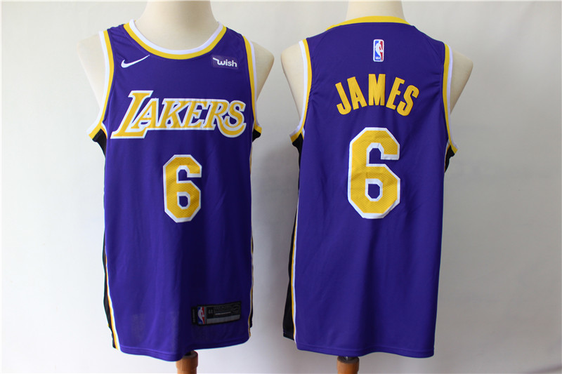 Men Los Angeles Lakers #6 James purple game NBA Nike Jerseys2